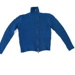 STYLEWE Blue Full Zip Cable Knit Mock Neck Sweater Womens Size‎ Large